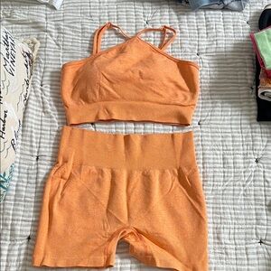 Amazon Women's Orange Sports Bra Set